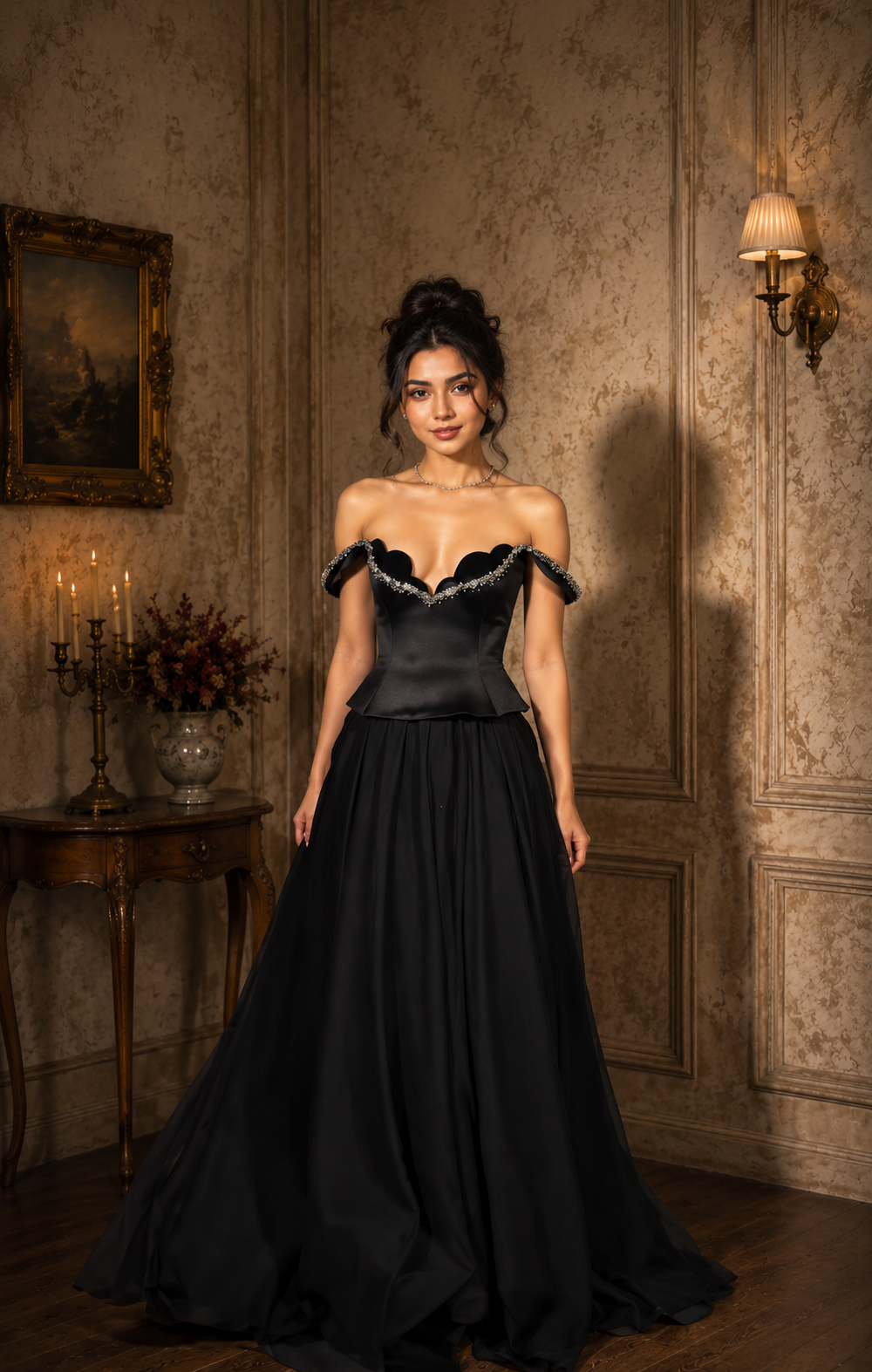 Regin Black Floor Length Dress