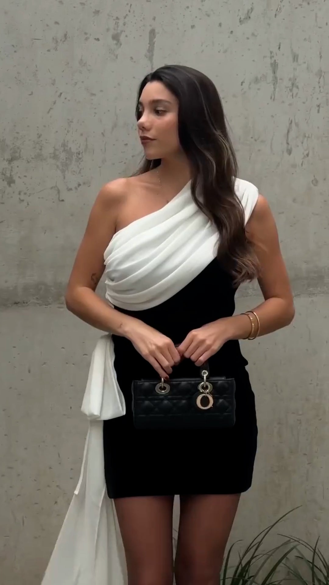 Black Side Tail Short Dress