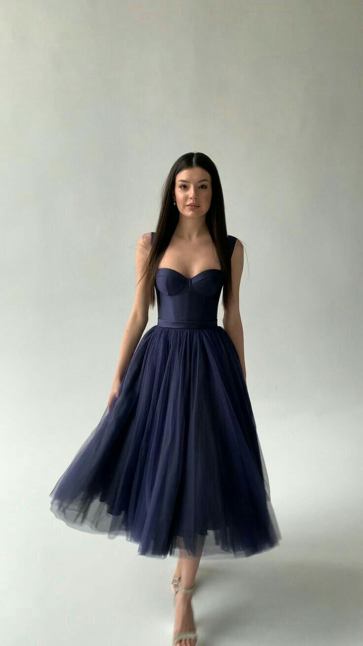 Navy Mesh Midi Dress