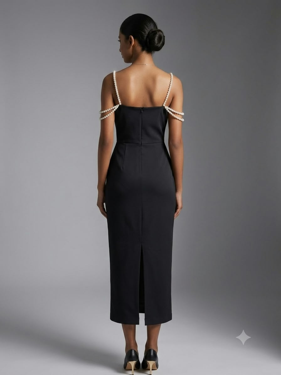 Valentina Pearl Straps Midi Dress