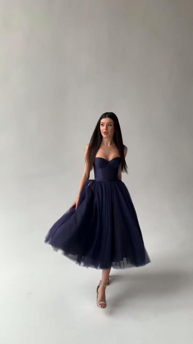 Navy Mesh Midi Dress