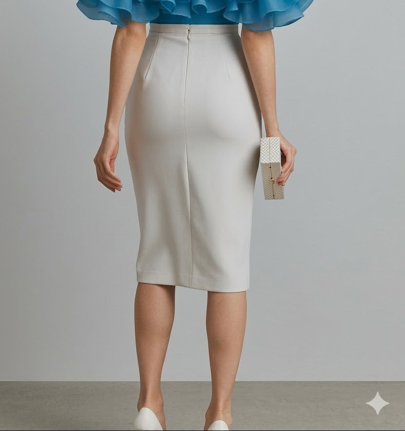 White Lycra Printed Skirt